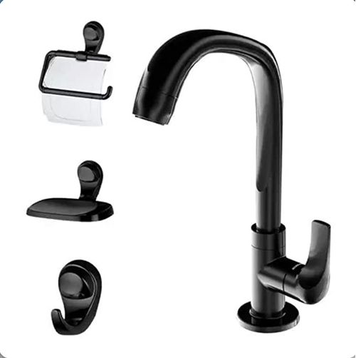 Kit Acessório Banheiro e Torneira 4 peças Fitt 2004 F61 Preto - Lorenzetti