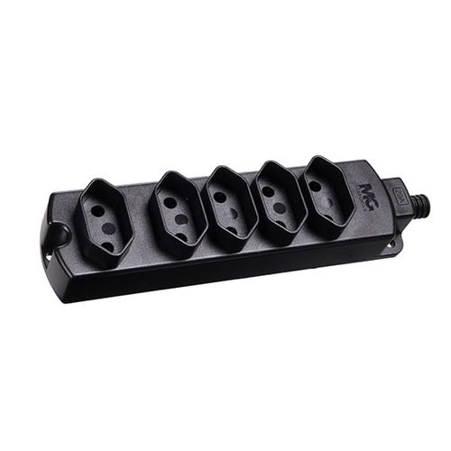 Régua de tomadas 2P – 20A – 5 postos preto - Margirius