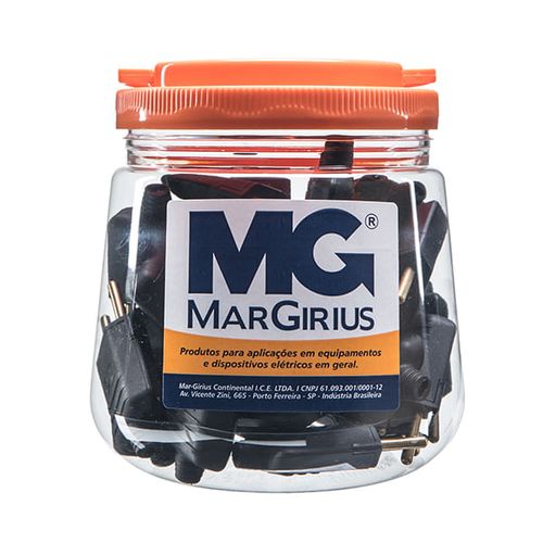 Plugue desmontável 2P 180º de 10A – Pote com 32 unidades. - Margirius