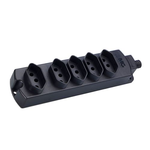 Régua de tomadas 2P+T – 10A preto – 5 postos - Margirius