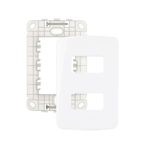 Placa 4×2 + Suporte B3 - 2 postos B3 – Branco - Margirius