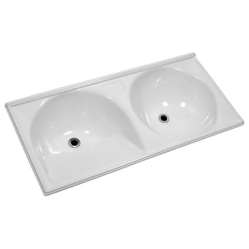 Tanque duplo em mármore sintético 120 x 60r  branco gelo - T120RRBR - Decoralita