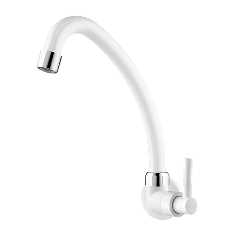 Torneira cozinha parede bica movel lagune branca 1150402 - Viqua