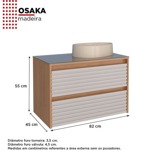 Gabinete Para Banheiro em Madeira Osaka Jequitibá com Nude - Cozimax