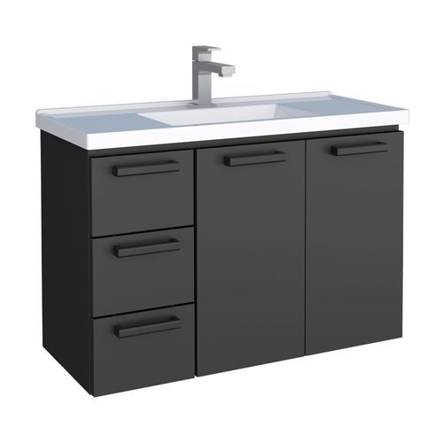 Gabinete para banheiro em aço com lavatório Damasco preto - Cozimax