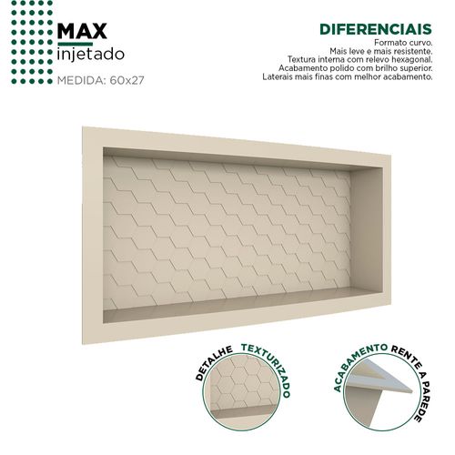 Nicho Max em Plástico Injetado 60x27 Bege - Cozimax