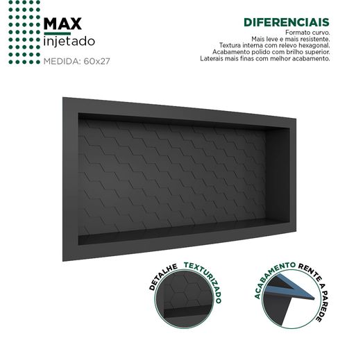 Nicho Max em Plástico Injetado 60x27 Preto - Cozimax