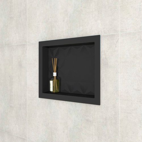 Nicho Texturizado em Mármore Sintético 40x30 Preto - Cozimax