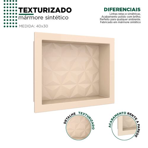 Nicho Texturizado em Mármore Sintético 40x30 Bege - Cozimax