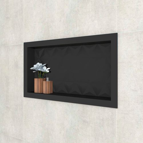 Nicho Texturizado em Mármore Sintético 60x30 Preto - Cozimax