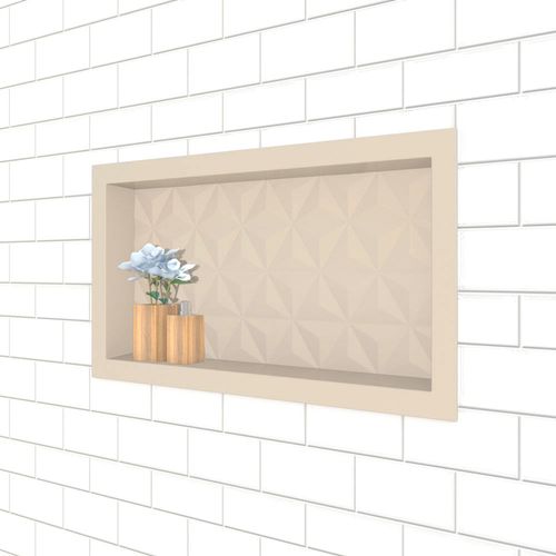 Nicho Texturizado em Mármore Sintético 60x30 Bege - Cozimax