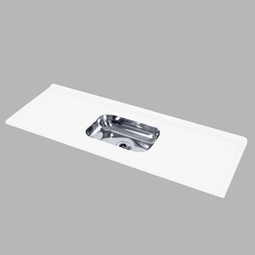 Pia bojo inox em 150 x 54  branco - PI1544BR - Decoralita