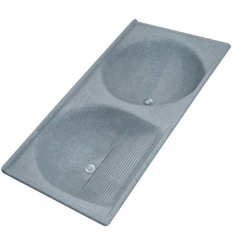 Tanque duplo em mármore sintético 114 x 55 cinza real - T114CR - Decoralita