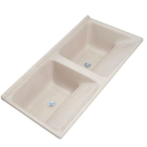 Tanque duplo em mármore sintético 120 x 60q  marrom imperial - T120QMI - Decoralita