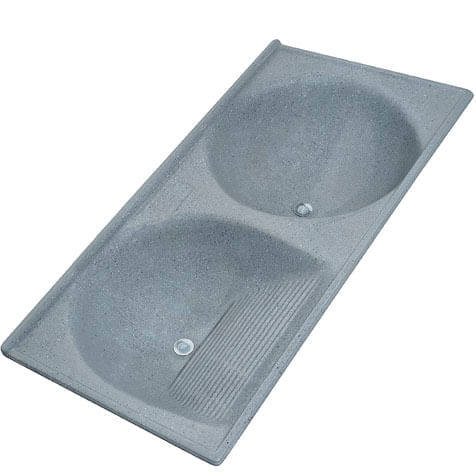 Tanque duplo em mármore sintético 140 x 65 cinza real - T140CR - Decoralita