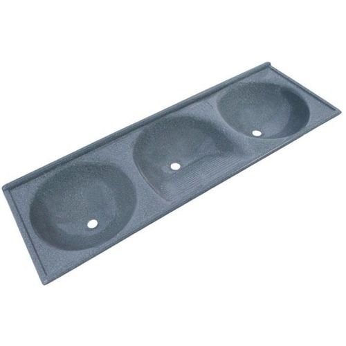 Tanque triplo em mármore sintético 155 x 55 cinza real - T155CR - Decoralita