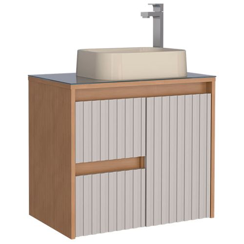 Gabinete Para Banheiro em Madeira Kyoto Jequitibá cor Nude - Cozimax