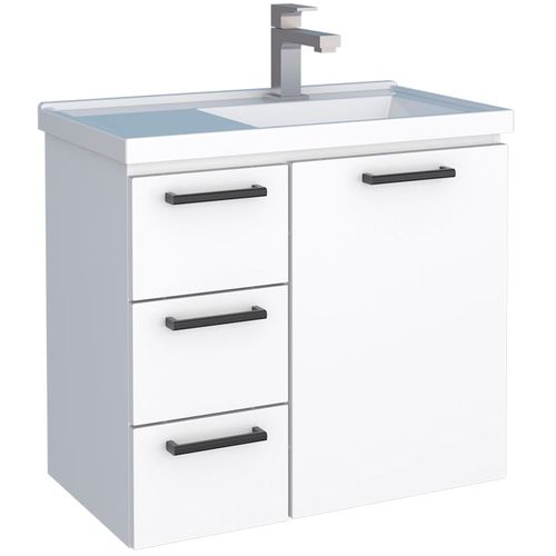 Toucador em aço Ameixa Branco gavetas Brancas - Cozimax