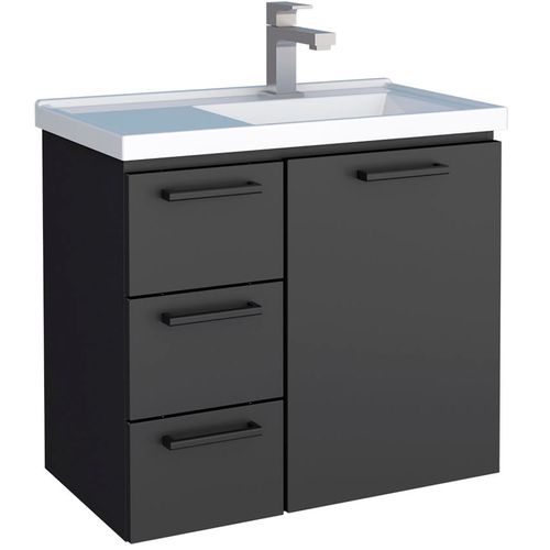 Gabinete para banheiro com 3 gavetas Ameixa preto - Cozimax