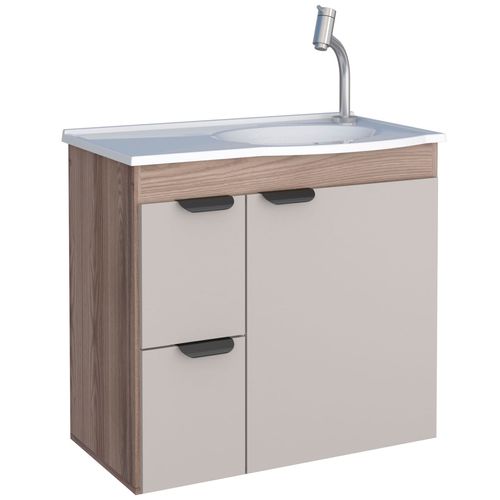 Gabinete Para Banheiro em Madeira 2 Gavetas Margarida Tamarindo/Nude - Cozimax