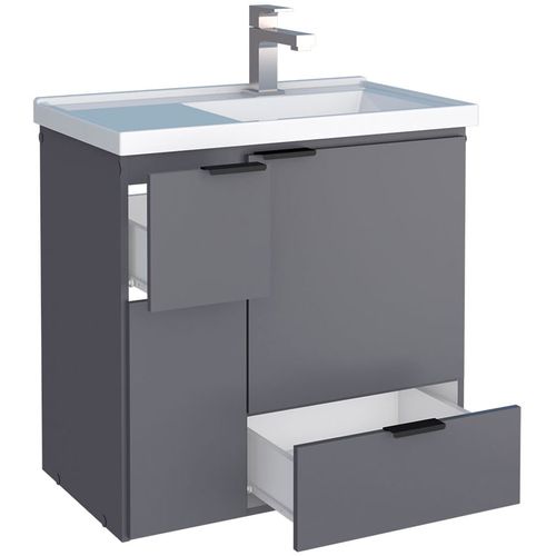 Gabinete para Banheiro em Madeira com Lavatório em Mármore Sintético  Orquídea Colors 60 Cinza - Cozimax