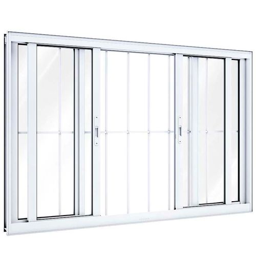 Janela Correr Central C/Grade - 100X150 Req. 10,5 - Lucasa Alumínio 9021.0  -  Ullian