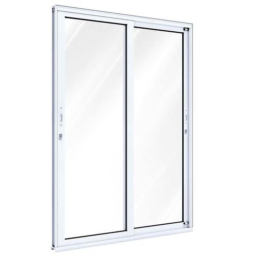 Porta Correr Lateral S/ Travessa 2 Fols Mov - 215X150 Req.10,7 - Lucasa Alumínio 9008.0 - Ullian