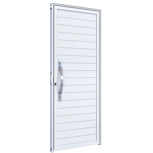Porta De Giro Lambri Branco C/ Puxador 60Cm - 215X095 Req.7,6 - Lucasa Alumínio 9074.2 - Ullian