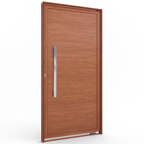 Porta De Giro Pivotante Lambri Madeirado Sem Friso C/  Puxador 80Cm - 215X105 R.8  -  Lucasa Alumínio Md9181.1  -  Ullian