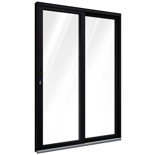 Porta Correr Lateral Preto S/ Travessa 2 Fols Mov - 215X150 Req.10,7 - Lucasa Alumínio P9008.0 - Ullian