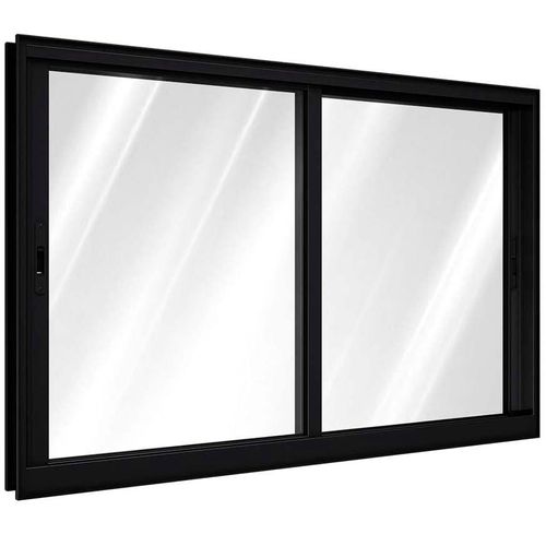 Janela Correr Lateral 2 Fol Mov Preto S/Grade - 100X150 R.11 - Lucasa Alumínio P9031.0 - Ullian