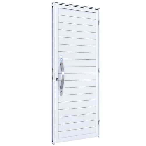 Porta De Giro Lambri Branco C/ Puxador 60Cm - 215X095 Req.7,6 - Lucasa Alumínio 9074.1 - Ullian