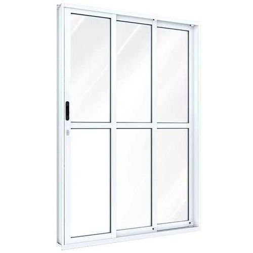 Porta De Alumínio De Correr Lateral Com Travessa 2 Folhas Móveis E 1 Fixa - A156.2 - Ullian