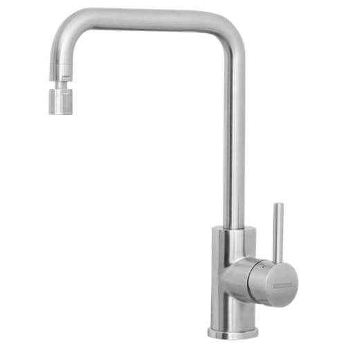 Misturador Monocomando Tramontina Angolare em Aço Inox com acabamento Scotch Brite e Bica Articulada - Tramontina