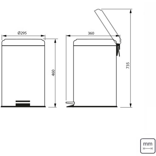 Lixeira Inox com Pedal Tramontina Brasil com Acabamento Polido e Balde Interno Removível 20 L - Tramontina