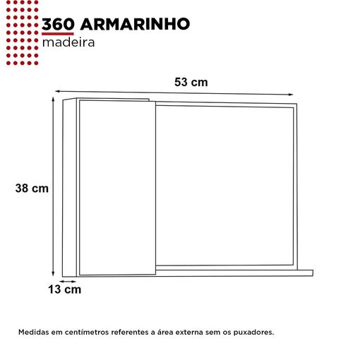 Espelheira em madeira 360 (com armário) Tamarindo com Nude-Cozimax