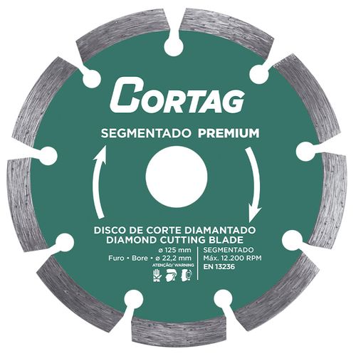 Disco diamantado segmentado premium 125 mm furo 22,2 mm - Cortag