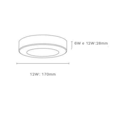 Luminária LED Sobrepor Redonda 12W 6500K Elgin