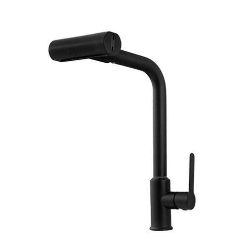 Torneira Bancada Rainha Gourmet Fria Para Cozinha Bica Móvel Preto Fosco