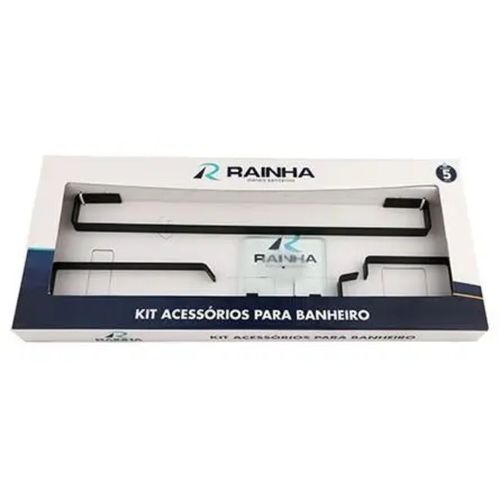 Kit de Acessórios Rainha Quadra Preto Fosco 5 Peças