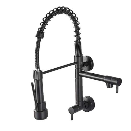 Torneira Gourmet Rainha Duas Saídas Preto Fosco Parede