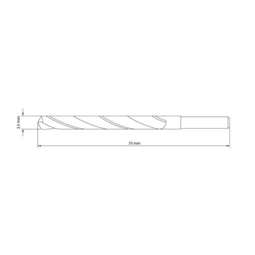 Broca para Aço 3.5x70 mm Tramontina em Aço Rápido HSS DIN 338