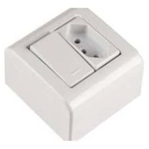 Caixa de Sobrepor com 1 Interruptor Simples 10 A 250 V e 1 Tomada 2P+T 10 A 250 V Tramontina LizFlex Branca