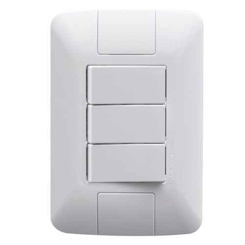 Conjunto 4x2 com 3 Interruptores Simples Tramontina Aria 6 A 250 V Branco
