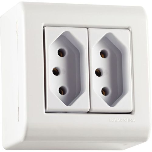 Caixa de Sobrepor com 2 Tomadas 2P+T 10 A 250 V Tramontina LizFlex Branca