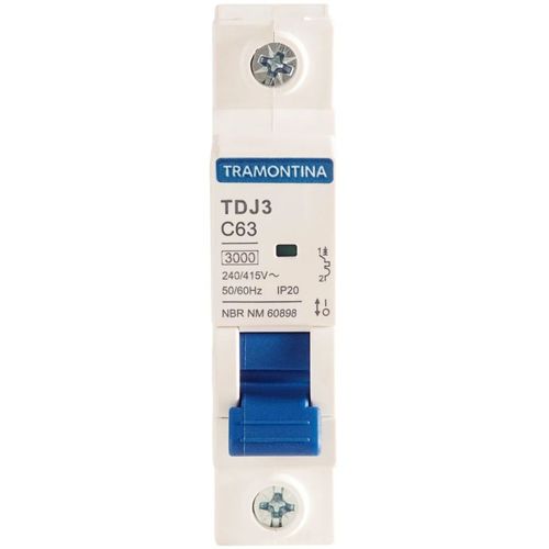 Disjuntor TDJ3 1P 63A 3kA curva C Tramontina