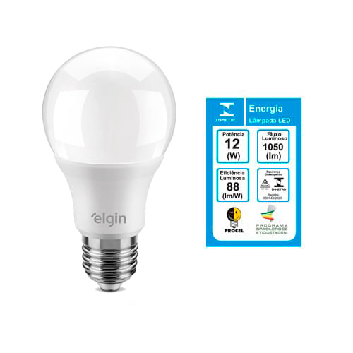 Lâmpada Bulbo LED BIV 12W 6500K Elgin
