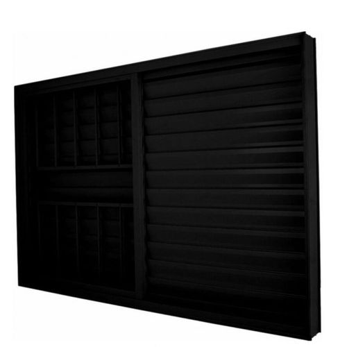 Veneziana 3 Folhas 1 Folha Fixa CRV Preta 150X100CM